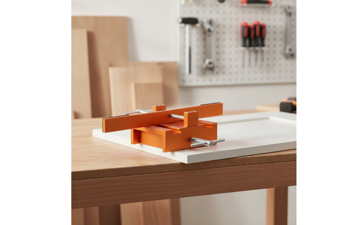 Cabinet Door Drilling Jig Orange Metal Body Cabinet Door Clamp Jig Hardware Tool Framed Cabinets Easy to Use