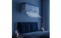 Swan Pattern Wall-Mounted Air Conditioner Cover Scalloped Border Decorative Air Cooling Cover Diaphanous Mesh Wind-Blocking Curtain Crown Embroidery
