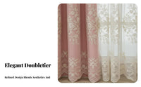 Blackout Double Layer Embroidered Curtain European Design Embroidered Double Layer Curtain Privacy Protection Window Treatment Floral Embroidery for Homeowners, Interior Decorators, Bedroom, Living Room, Nursery, Sliding Glass Door