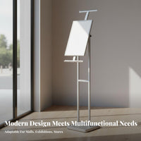 Adjustable Poster Stand Stable Double Pole Display Stand Metal Construction Floor Sign Holder for Commerce Show, Shopping Mall, Restaurant