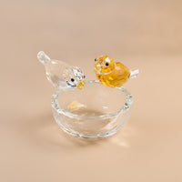 Bird Figurine with Nest Clear Bird Figurine Tabletop Crystal Birds for Collectors, Desk, Office