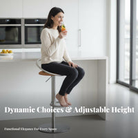 Minimalist Design Adjustable Pedestal Stool Upholstered Seat Pedestal Bar Stool 360-Degree rotate Counter Chair Stable Base for Interior Designers, Homeowners, Business Owners, Reception Desk, Restaurant, Bistro, Kitchen
