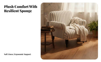 Striped Wooden Armchair mid-centuryera Modern aesthetic Striped Upholstered Armchair sturdy Wood Frame Accent Chair for Readers, perusing corner, Bedroom, Office