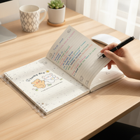 2025 New 6-Hole Loose-Leaf Notebook, High Aesthetic B5 Cute Journal with Ink Splatter Animal Design