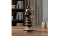 Horse Head Figurine Feng Shui Chinese Horse Sculpture Wealth Luck for Office, Study Room