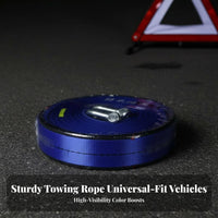 Heavy-Duty Tow Rope with Hooks High Break Strength Vehicle Recovery Belt Reinforced Ends Towing Equipment for Car Owners, Away-Road-Road Enthusiasts, Drivers, Roadside Emergency