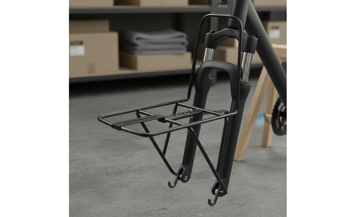 Disc Brake Compatible Cycle Front Carrier Lightweight Front Bike Rack Matte Black Finish for Cyclists, Touring, Commuting