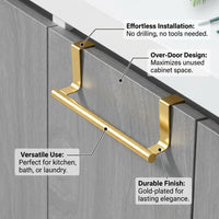 Cabinet Hanging Rack for Small Space Homeowners, 201 Stainless Steel Tea Towel No-Drill Adjustable Storage for Bathroom, Tidy Kitchen Solution