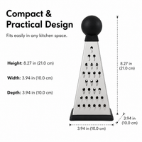 Stainless Steel Grater, Three Sided Box Grater for Cheese & Vegetables, Manual Kitchen Grater for Slicing Julienne Mashing, Black