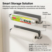 Cabinet Holder and Kitchen Towel Rack for Fridge Organizer, Wall Mounted Dispensing Paper