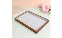 Jewelry Display Tray Walnut Wood-Colored Jewelry Storage Tray Home Organizer Light Gray Raised Side
