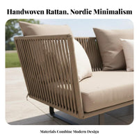 Waterresistant 4-Piece Woven Lounge set Weather-withstandant Garden Conversation Set Comfortable paddings Patio Seating Group Leisure elegant design for guest accommodation Managers, Homeowners, Sunroom, Balcony, Backyard, waterfront area