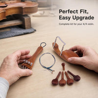 4/4 Violin Jujube Wood Fittings Set with Pegs, Tailpiece, Chin Rest, Fine Tuners, and Strings