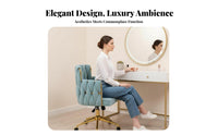 Elegant design Scalloped rear Task Chair Shell-Shaped rearrest Vanity Seat 360° rotate Seating Furniture Rolling Casters for Makeup lovers, Home Office Workers, Students, Bedroom, changing area