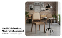 Nordic Design Upholstered Backrest Chair Minimalist Design Upholstered Wood Frame Chair Long-Lasting Construction Dining Seat Easy to Clean for Restaurant Owners, Interior Designers, Homeowners, Cafe, Living Room, Kitchen