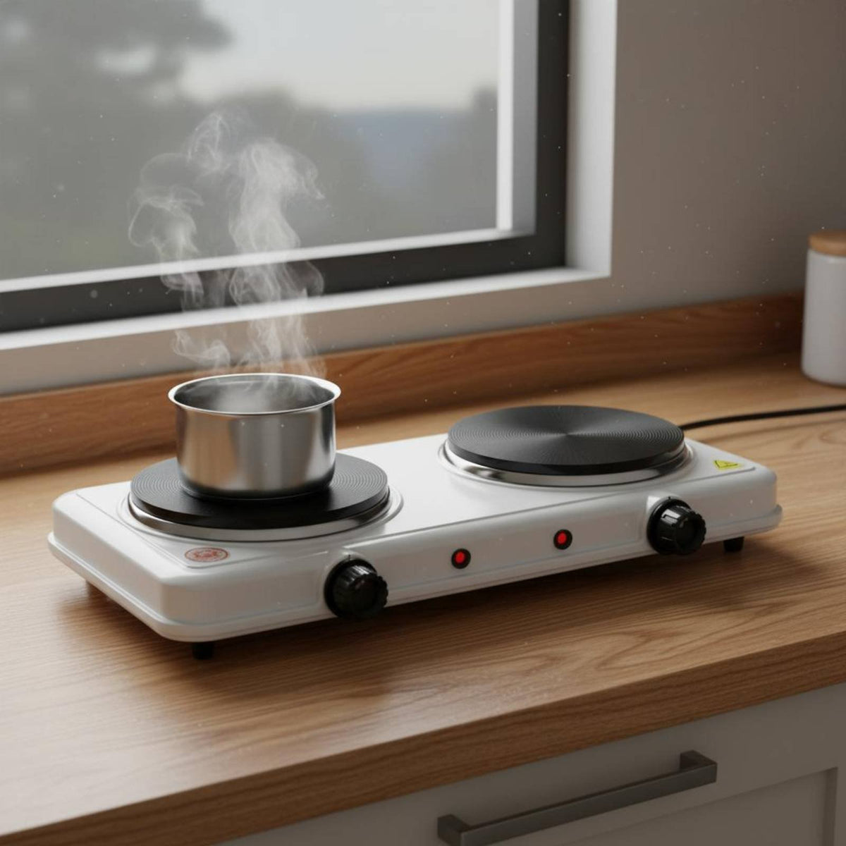 Double Burner Electric Cooktop 2000W Two-Burner Electric Cooktop 5 Level Adjustable Double Burner Electric Cooktop