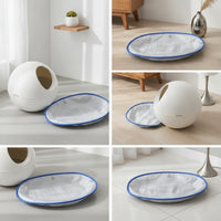 2 Pieces Oval Cat Litter Mat Wipe-Clean Litter Box Mat Waterproof Scatter Control Pad Washable for Cats
