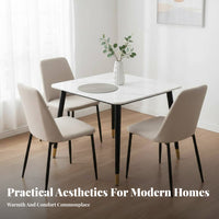 5 Pieces Light Luxury Design Square Pedestal Table with 4 Chairs Space-Saving Household Furniture Minimalist aesthetic for Apartment Dwellers, Small Families, Homeowners, Living Room, Kitchen, morning meal corner