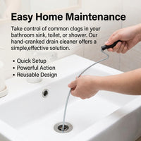 Manual for Toilet Clogged Drain Remover, Hand Crank Pipe Cleaning Tool Auger for Kitchen Sink, KOMEKI for Homeowners