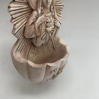 Catholic Holy Water Font with Cross Christian Holy Water Font Devotional Wall Pocket with Cross Sculpted for Prayer Corner, Entryway