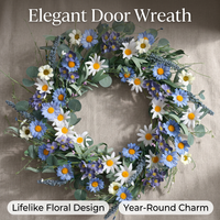 Front Door Wreath Spring Summer, Door Wreath Spring Handmade Floral, Front Door Wreath for Easter Decor, Door Wreath Spring for Entryway Decor