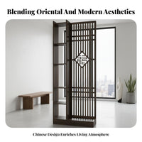 Entryway Partition Cabinet Multi-Functional Design Chinese Design Fretwork Screen Large Storage Space Wooden Screen Partition for Homeowners, Bedroom