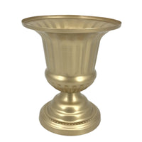 Gold-Toned Metal Vase with Pedestal Base Lustrous Decorative Centerpiece Vase Elegant Floral Display Container Vintage for Table Decoration