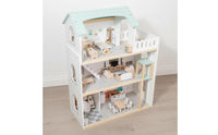 DIY Assembly Wooden Dollhouse Playset Sturdy Wood Construction Wooden Dollhouse Great Gift Idea Pretend Play House Sparks Creativity for Girls, Kids, Toddlers, Playroom