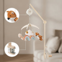 Baby Mobile with Music Box Soft Fabric Crib Mobile Music Box Rotator Clamp-on for Newborn