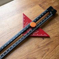 Engraved Measurements Adjustable Scribing Ruler Locking Knob Triangular Marking Ruler Portable