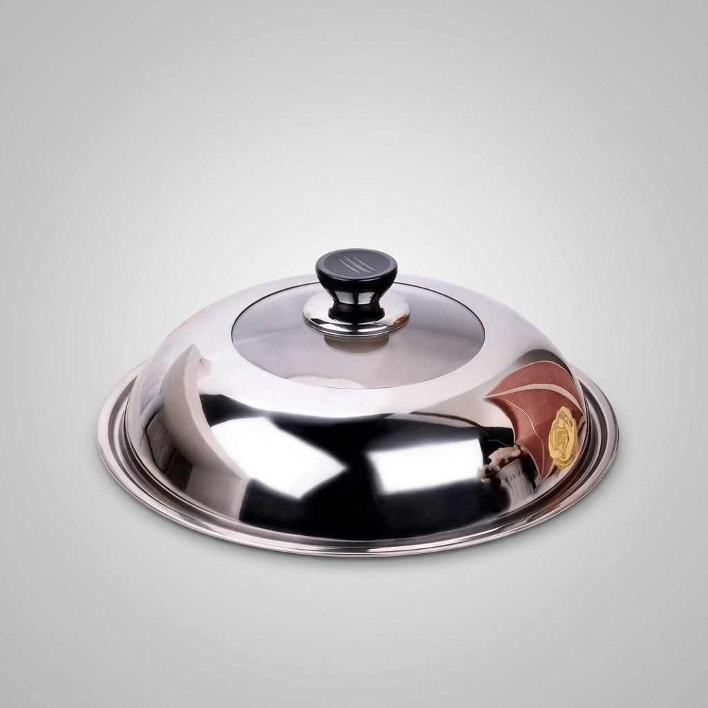 Stainless Steel Pan Lid with Tempered Glass, Thickened Frying Pan Lid and Saucepan Lid, Wok Lid with Black Handle, Pot Lid for Pudding Pot Lids