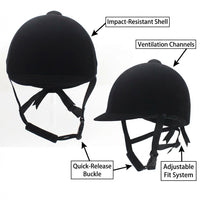 Velvet Horse Riding Hat, Equestrian Helmet with Ventilation System, Horse Riding Cap for Outdoor Activities, Sport Helmets with Quality Material