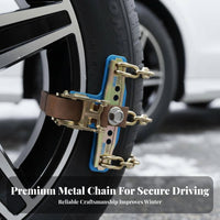2 Pieces Anti-Skid Tire Chain Automatic Tightening Car Snow Chain Easy Installation Winter Driving Gear for Van Owners, Commuters, Icy Roads