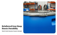 150L Uncovered Top Drum Sturdy-Duty Uncovered Top Plastic Barrel Iron Hoop Closure Barrel Long-Lasting Food Grade Storage