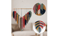 Handwoven Leaf Wall Hanging Layered Tapestry with Wooden Dowel Bohemian Woven Wall Hanging Decorative for Bedroom