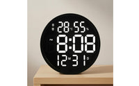 Digital Wall Clock with Temperature Electronic Digital Wall Clock with Humidity Bright Numbers for Living Room, Study