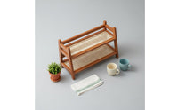 Desktop Cup Rack Draining Design Countertop Cup Holder Space-Saving Bamboo Desk Organizer for Coffee Station, Lavatory
