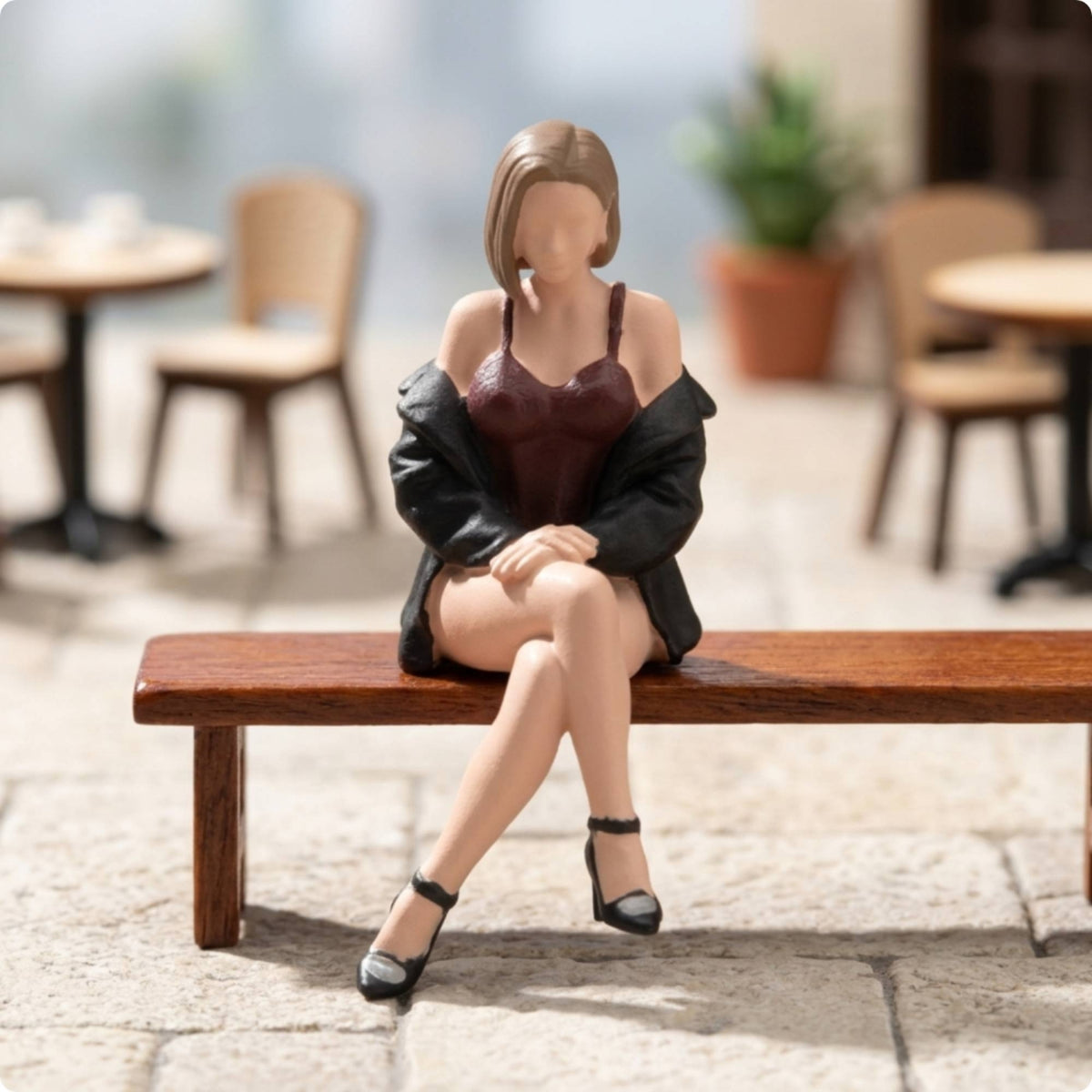 Cross-Legged Woman Figurine 1/64 Scale Seated Woman Figurine Refined Facial Details Female Resin Sculpture