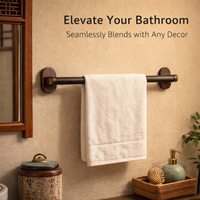 Wall Mounted Towel Rack with Vintage Style for Washroom and Shower Room, Bamboo and Wood Storage with Shelf