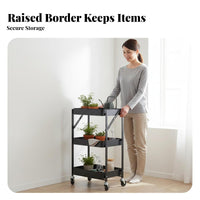 3-Tier Rolling Cart Easy Assembly 3 Tier Storage Rack Heavy Duty for Living Room