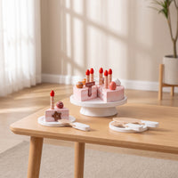 Sliceable Wooden Birthday Cake Imaginative Wooden Cake Toy Colorful Pretend Food Child-Centered for Toddlers, Preschoolers, Kids, Tea Party, Daycare