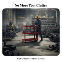 Long-Lasting Steel Construction 3-Tier Tool Cart High Load Capacity 3-Tier Rolling Tool Cart Industrial Grade Workshop Service Trolley Locking Wheels for Mechanics, Tradesmen, DIY Enthusiasts, Auto Repair Shop, Garage, Warehouse