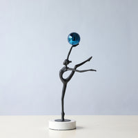 Statue with Sphere Minimalist Abstract Figurine Decorative Tabletop Sculpture for Living Room, Entryway