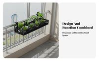 Hanging Design Railing Planter Holder Space-Saving Balcony Railing Basket Adjustable fasteners plant holder Anti-Rust for Plant Lovers, Apartment Dwellers, homeowners, Windowsill, Fence, Patio, Porch