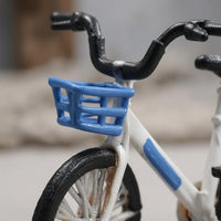 1:64 Velocipede Model Decorative Miniature Velocipede with Basket Bike Miniature Desktop Decoration Display Piece Collectible