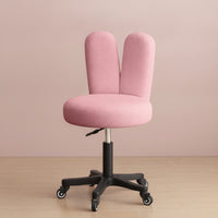 Long-Eared Stool Cute Chair with Wheels Small Chair with Backrest for Nail Technicians, Vanity Table, Beauty Salon