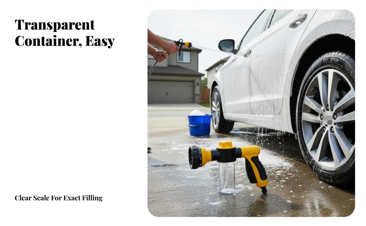 Car Wash Foam Multi-Functional 8 Pattern Water Sprayer Multipurpose Hose Nozzle Soap Dispenser for Window Washing