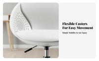 Height Adjustable Armless Vanity Chair Space-Saving Design Upholstered Caster Chair Ergonomic spine supportrest rotate Seat Mobile Casters for Small Apartment Residents, Home Workers, Students, Dressing Area, Study Room, Bedroom