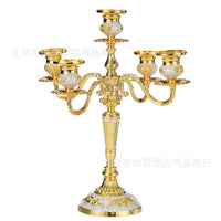 Five-Head Gold and Silver Plated Metal Alloy European Style Candle Holder for Home, Hotel, KTV Classic