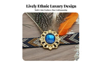 Tribal Feather Headdress Natural Feathers Peacock Feather Headband Costume Accessory Hippie Aura Hair Adornment Great Gift